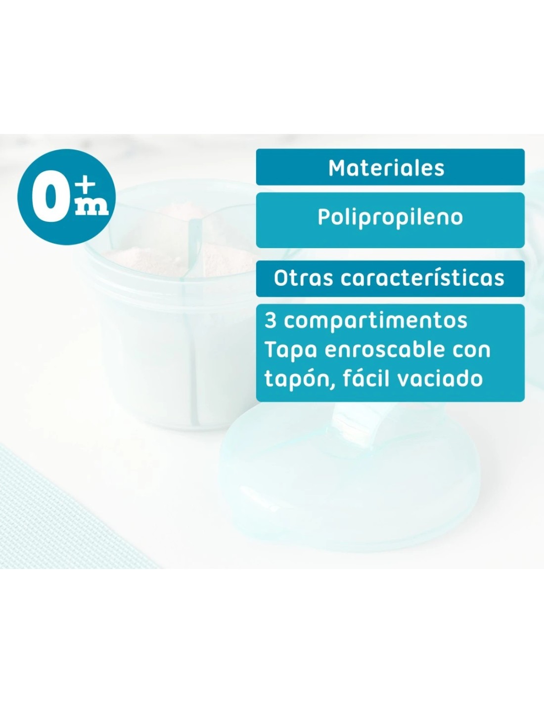 Dosatore latte in polvere girevole celeste a 3 scomparti | Shopincasa