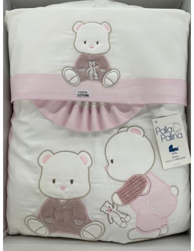Completo piumone carrozzina Il Dono Rosa | 100% cotone Made in Italy | Shopincasa