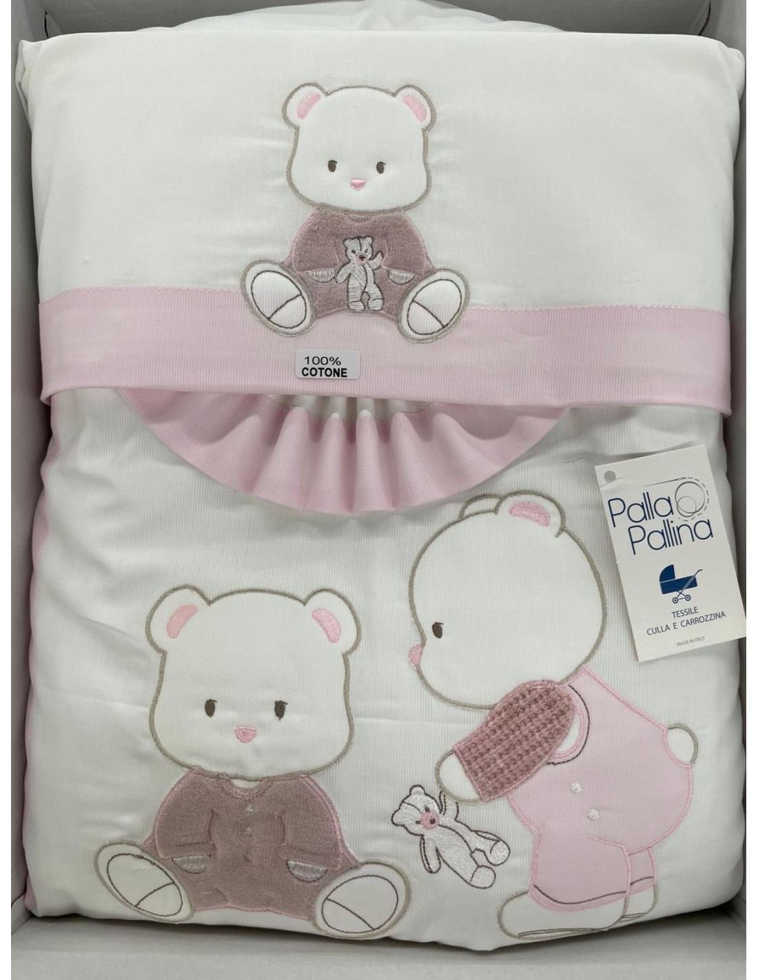 Completo piumone carrozzina Il Dono Rosa | 100% cotone Made in Italy | Shopincasa