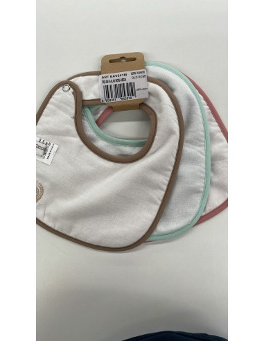Tris bavaglini neonato Rainbow Old Rose | 100% cotone Made in Italy | Shopincasa