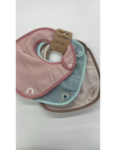 Tris bavaglini neonato Rainbow Old Rose | 100% cotone Made in Italy | Shopincasa