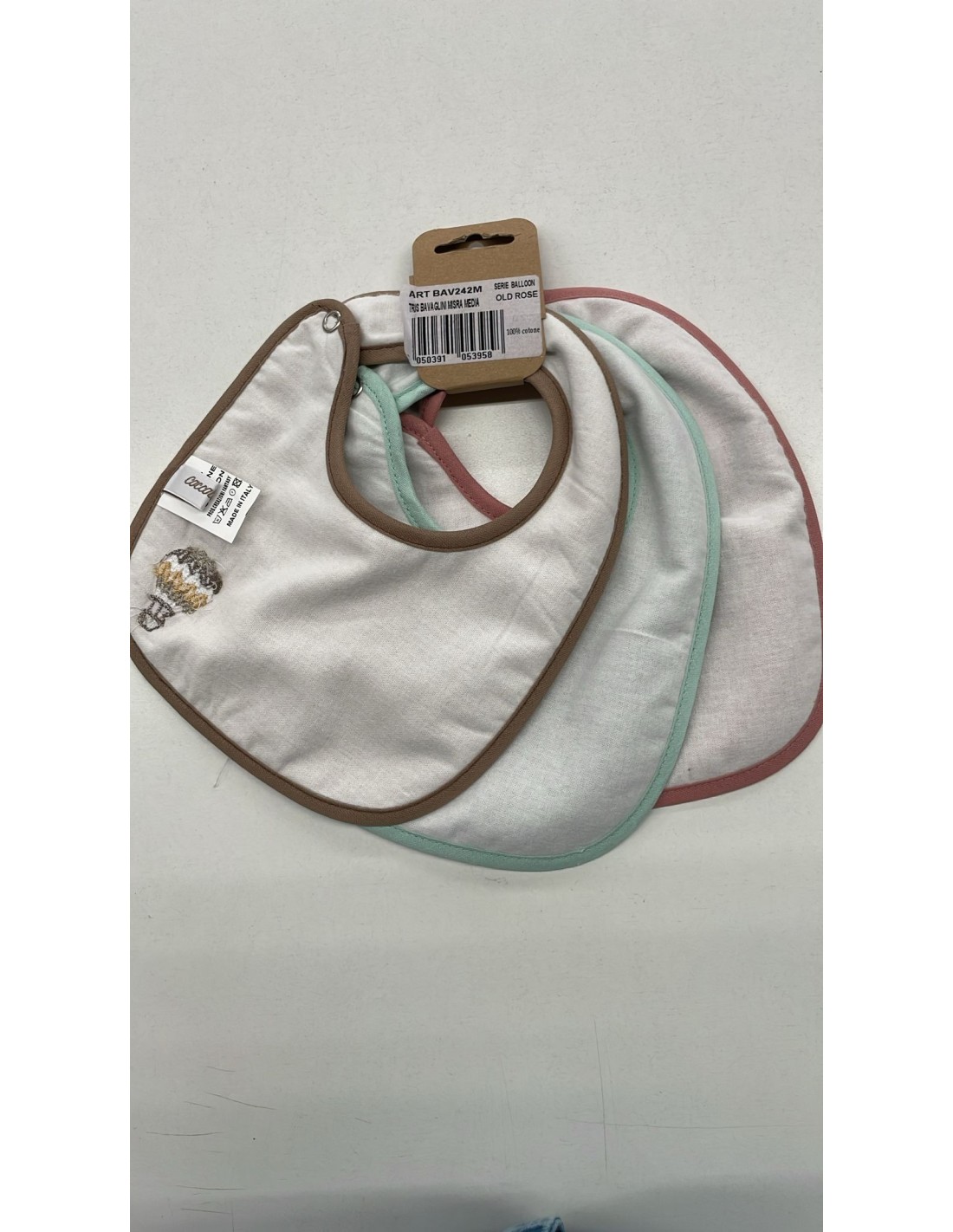 Tris bavaglini neonato Balloon Old Rose | 100% cotone Made in Italy | Shopincasa