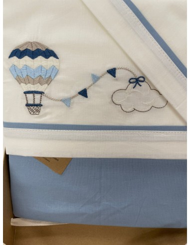 Completo 3 pezzi cotone lettino Balloon Avio | 100% cotone Made in Italy | Shopincasa