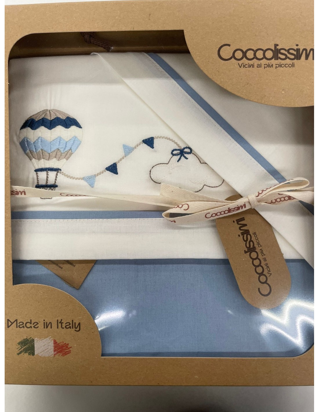 Completo 3 pezzi cotone lettino Balloon Avio | 100% cotone Made in Italy | Shopincasa