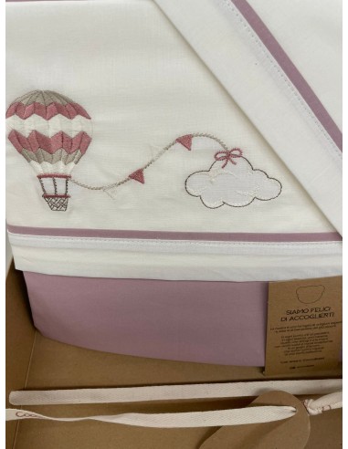 Completo 3 pezzi cotone lettino Balloon Old Rose | 100% cotone Made in Italy | Shopincasa