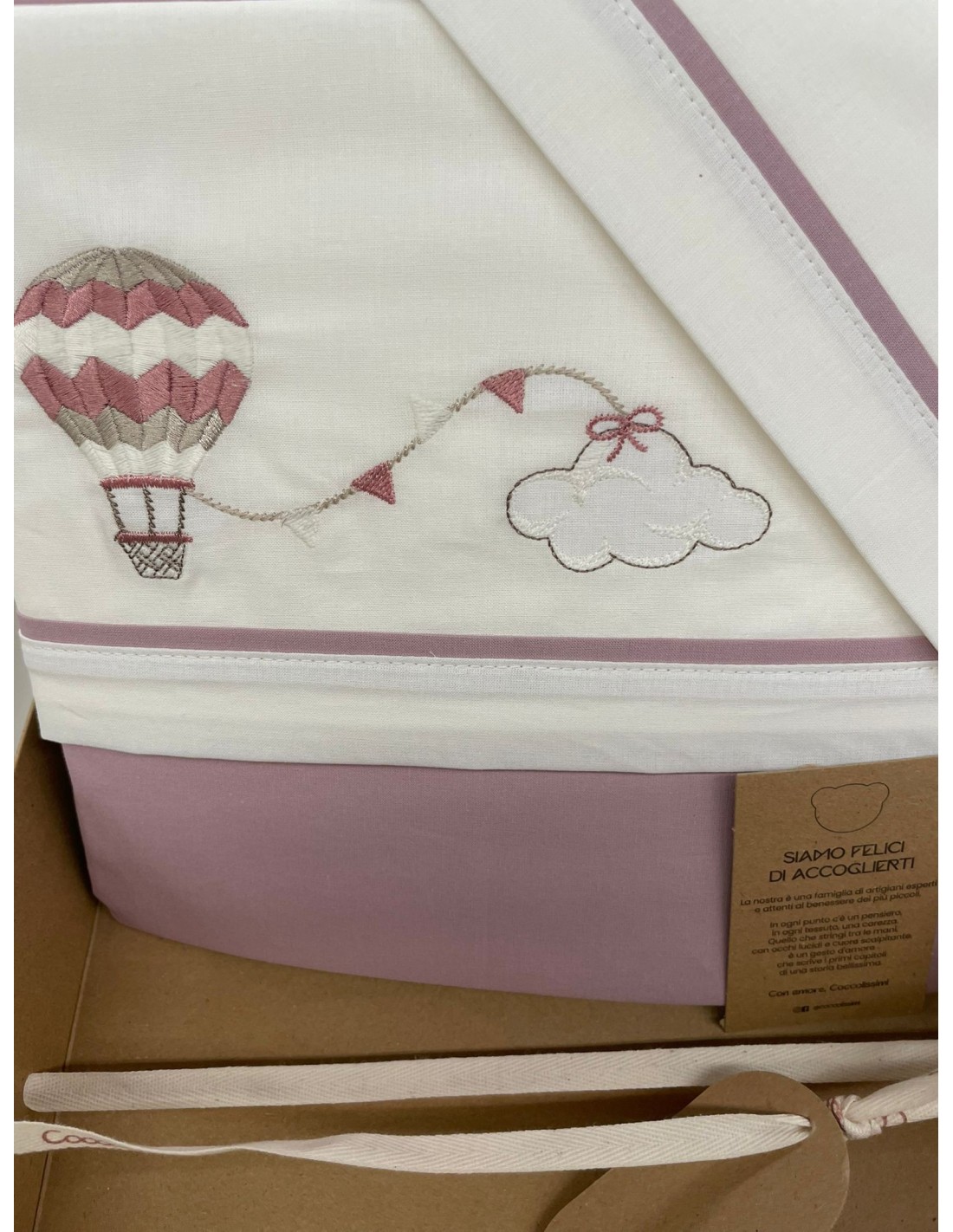 Completo 3 pezzi cotone lettino Balloon Old Rose | 100% cotone Made in Italy | Shopincasa