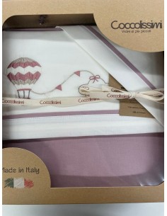 Completo 3 pezzi cotone lettino Balloon Old Rose | 100% cotone Made in Italy | Shopincasa