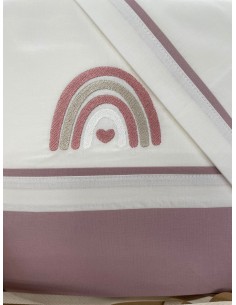 Completo 3 pezzi cotone lettino Rainbow Old Rose | 100% cotone Made in Italy | Shopincasa