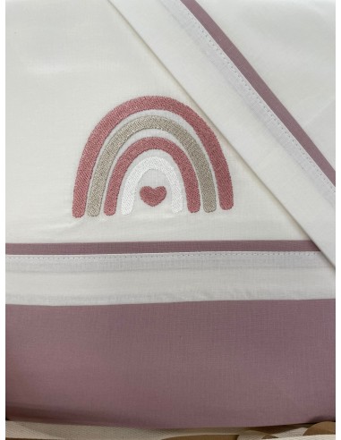 Completo 3 pezzi cotone lettino Rainbow Old Rose | 100% cotone Made in Italy | Shopincasa