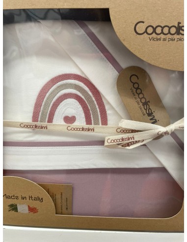 Completo 3 pezzi cotone lettino Rainbow Old Rose | 100% cotone Made in Italy | Shopincasa