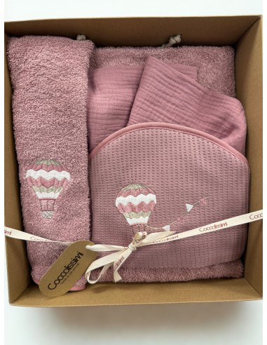 Kit regalo Balloon Old Rose | 100% cotone Made in Italy | Shopincasa
