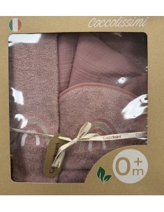 Kit regalo Rainbow Old Rose | 100% cotone Made in Italy | Shopincasa