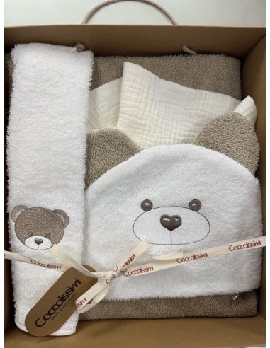 Kit regalo Teddy Moka | 100% cotone Made in Italy | Shopincasa