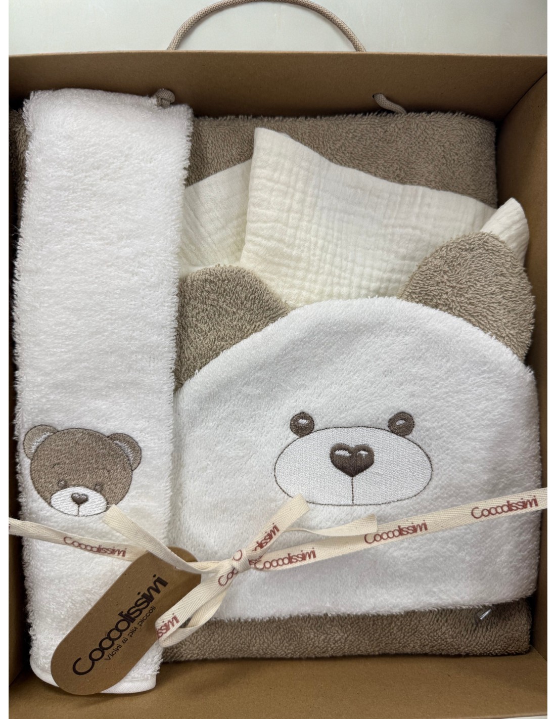 Kit regalo Teddy Moka | 100% cotone Made in Italy | Shopincasa
