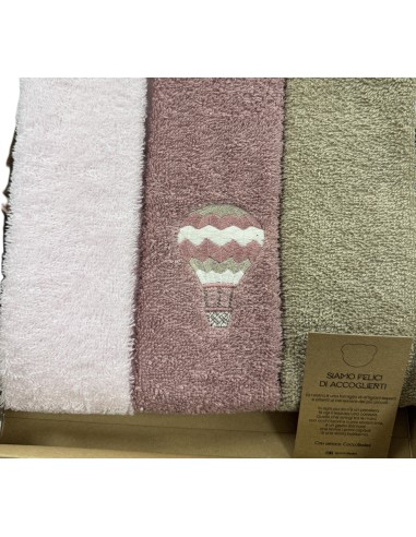 Tris asciugamani Balloon Old Rose | 100% cotone Made in Italy | Shopincasa