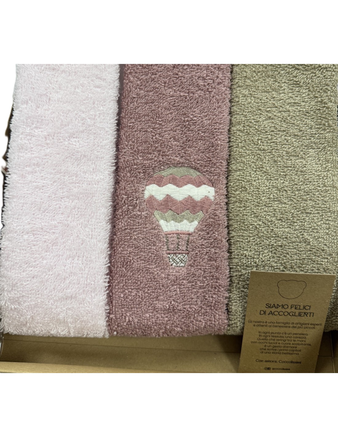 Tris asciugamani Balloon Old Rose | 100% cotone Made in Italy | Shopincasa