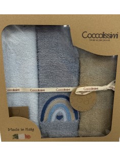 Tris asciugamani Rainbow Avio | 100% cotone Made in Italy | Shopincasa