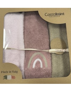 Tris asciugamani Rainbow Old Rose | 100% cotone Made in Italy | Shopincasa
