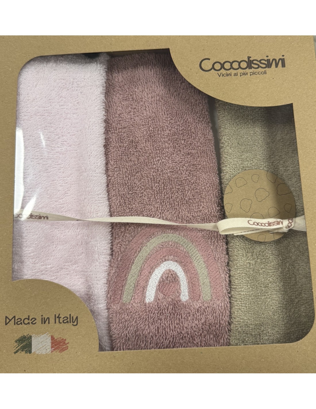 Tris asciugamani Rainbow Old Rose | 100% cotone Made in Italy | Shopincasa