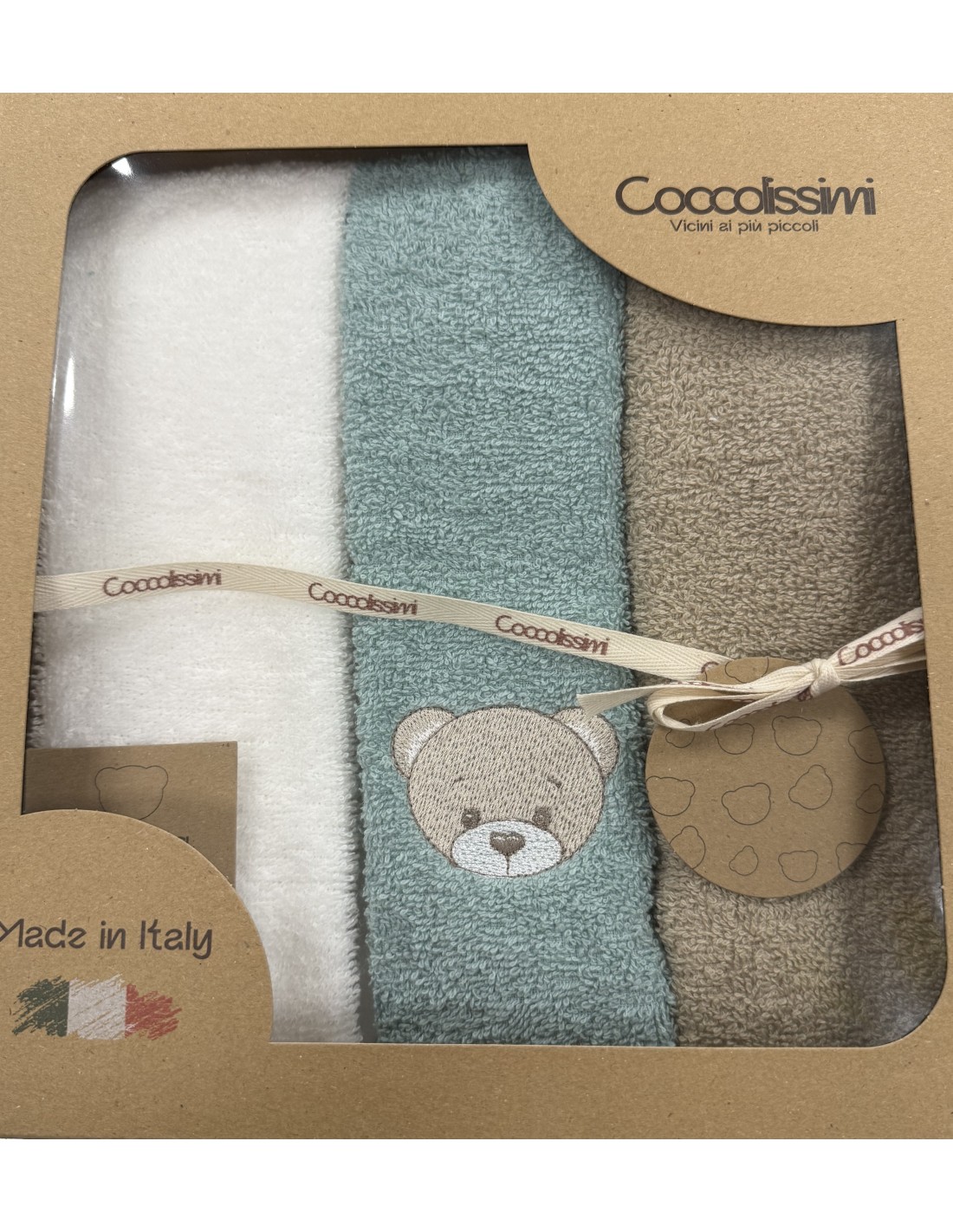 Tris asciugamani Teddy Agave | 100% cotone Made in Italy | Shopincasa