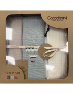 Tris mussole Balloon Agave | 100% cotone Made in Italy | Shopincasa