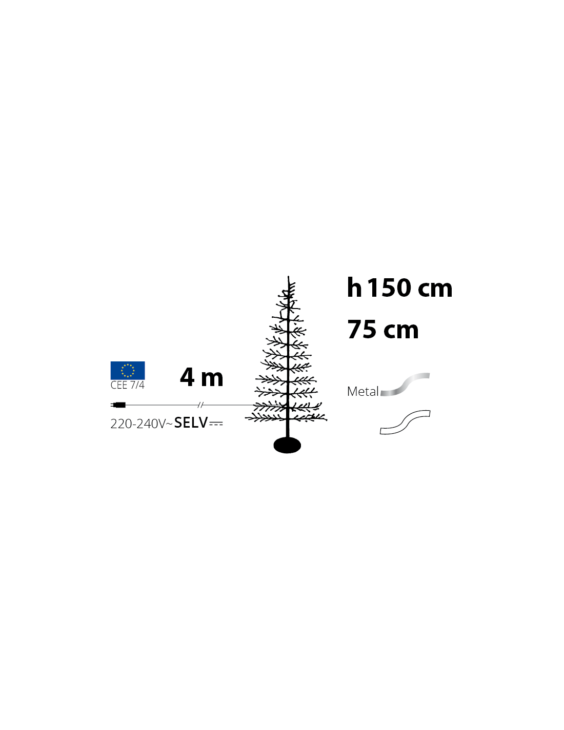 LUCI DI NATALE: vendita online Albero Conico 2D Tiglio Bianco H150cm con 186 MicroLED FlashLED, Rami Modellabili in offerta