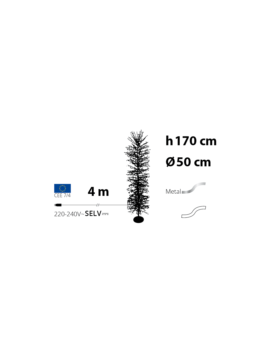 LUCI DI NATALE: vendita online Albero Tiglio Slim Bianco H170cm con 1416 MicroLED FlashLED Diamond, Rami Modellabili in offerta