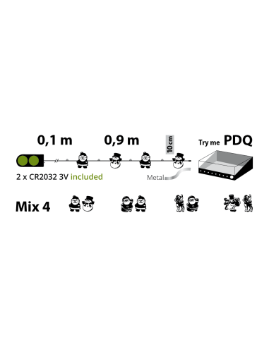 LUCI DI NATALE: vendita online Catena Decorata D2 1m con 10 MicroLED Bianco Caldo Mix4 PDQ, Luci Natalizie Decorative a Batte...