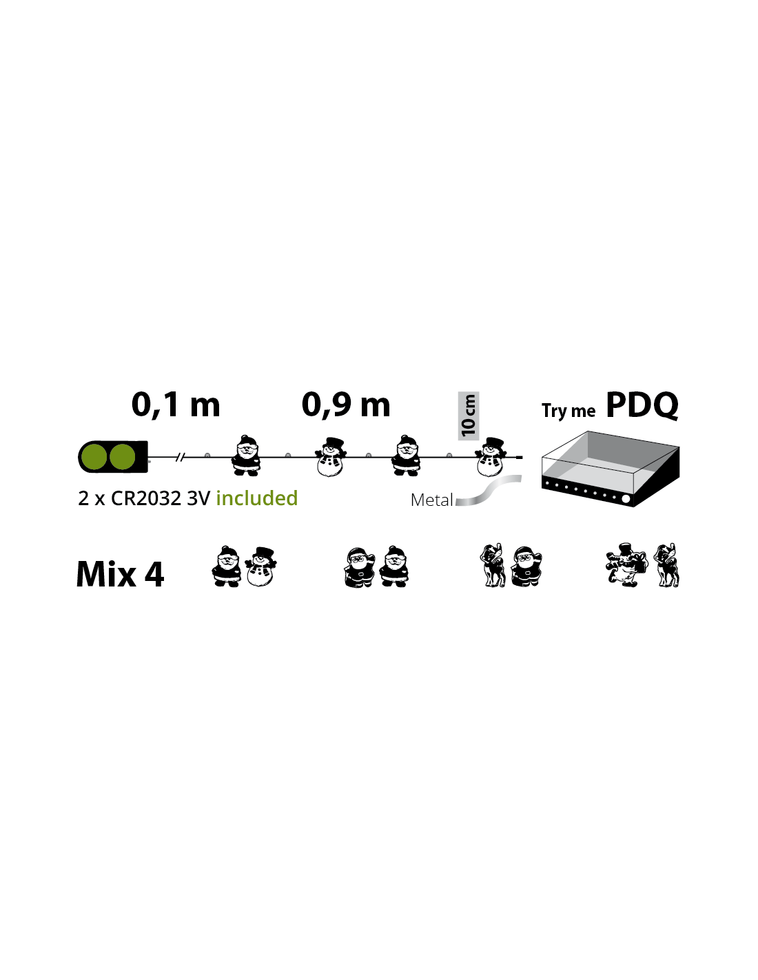 LUCI DI NATALE: vendita online Catena Decorata D2 1m con 10 MicroLED Bianco Caldo Mix4 PDQ, Luci Natalizie Decorative a Batte...