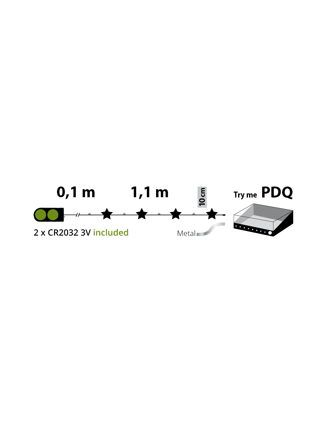 LUCI DI NATALE: vendita online Catena Stelle 1,2m con 12 MicroLED Bianco Caldo CR2032 PDQ, Luci Decorative Natalizie in offerta