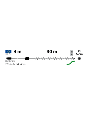 LUCI DI NATALE: vendita online Catena MiniCluster Ø6cm 30m StarFall Light 1660 LED Bianco Caldo, Luci Natalizie Steady+Chasin...