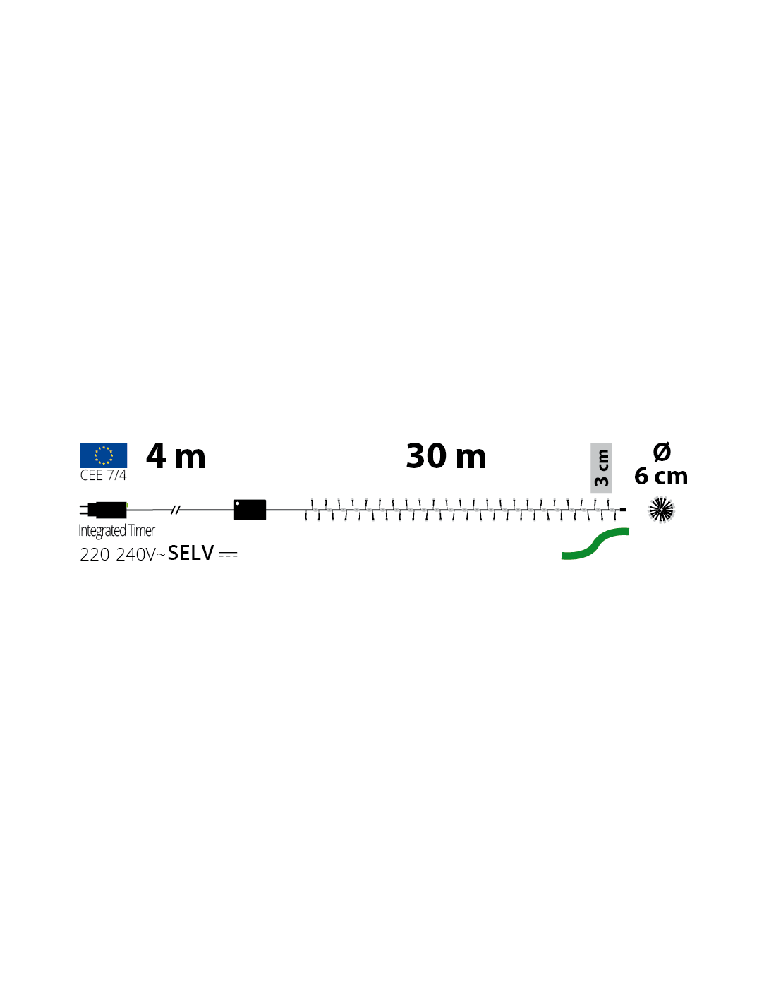 LUCI DI NATALE: vendita online Catena MiniCluster Ø6cm 30m StarFall Light 1660 LED Bianco Caldo, Luci Natalizie Steady+Chasin...