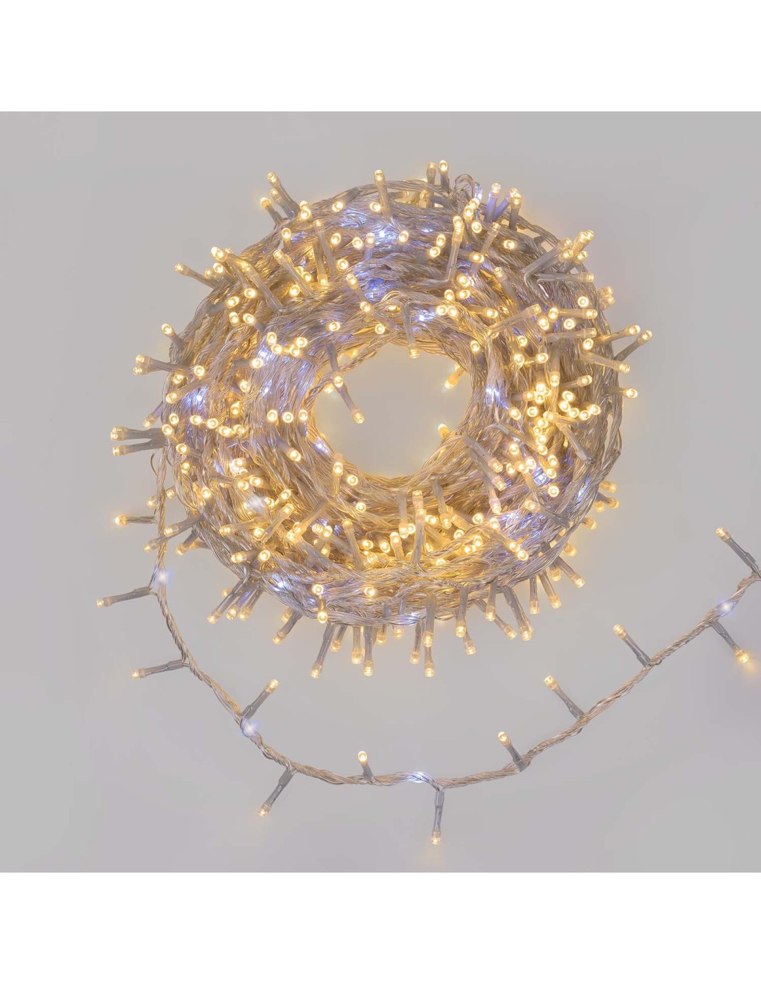 LUCI DI NATALE: vendita online Catena MiniCluster Ø6cm 30m StarFall Light 1660 LED Bianco Caldo e Bianco, Cavo Trasparente in...