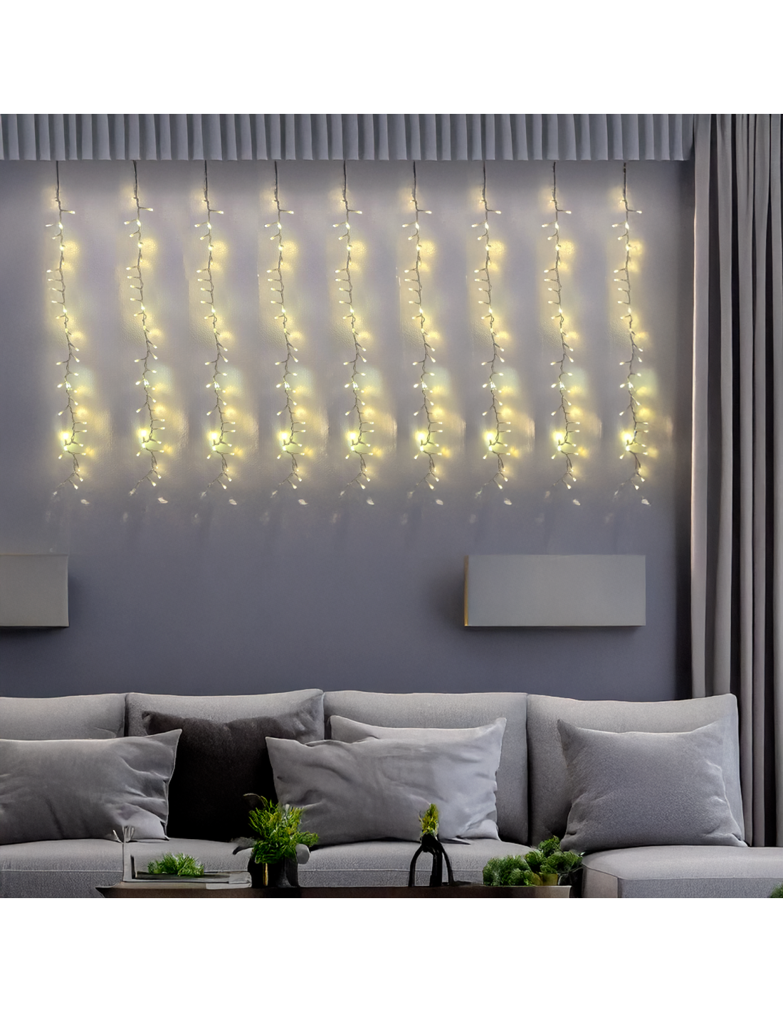 LUCI DI NATALE: vendita online Tenda StarFall Light 460xH80cm 1152 LED Bianco Caldo con Cavo Trasparente in offerta