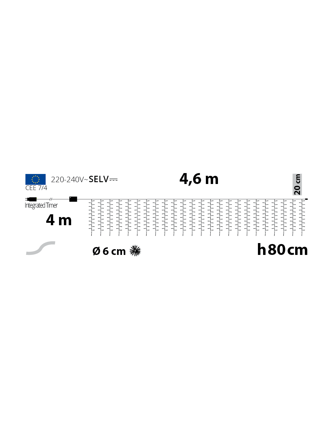 LUCI DI NATALE: vendita online Tenda StarFall Light 460xH80cm 1152 LED Bianco Caldo e Bianco Cavo Trasparente in offerta