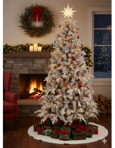 ALBERI DI NATALE: vendita online Albero di Natale Sole H230cm floccato con LED, abete artificiale PE e PVC con pigne e bacche...