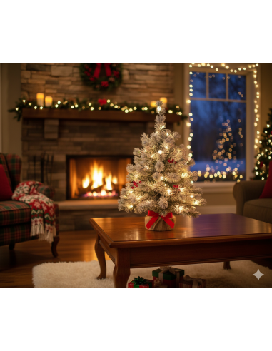 ALBERI DI NATALE: vendita online Albero Pinetto di Natale H75cm floccato con base in juta, abete artificiale innevato realist...