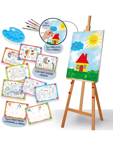 PRESCOLARI: vendita online MONTESSORI SCUOLA D’ARTE CRESCE CON TE, KIT ARTISTICO, CAVALLETTO REGOLABILE, ACQUARELLI, 45X62X7 ...