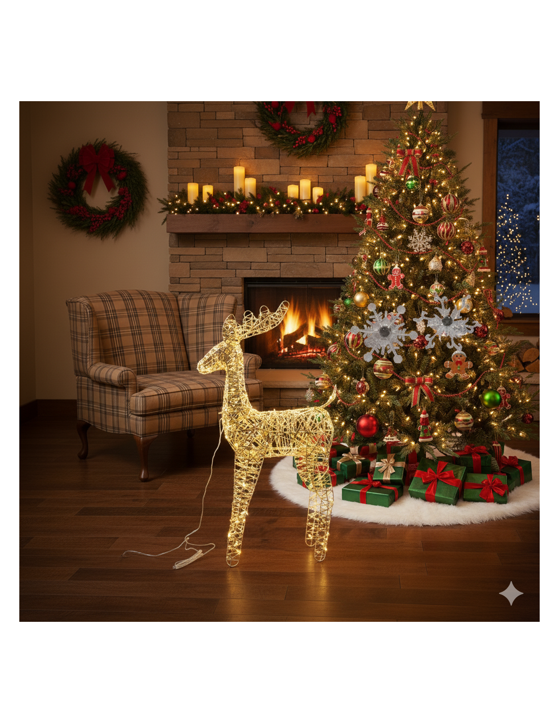LUCI DI NATALE: vendita online Renna oro di Natale in metallo 51x19x85cm con 200 luci LED, decorazione luminosa elegante in o...
