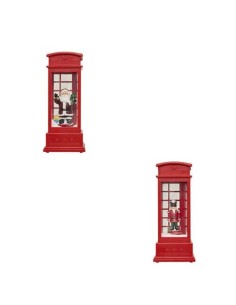 OGGETTISTICA NATALE: vendita online Cabina Telefonica di Natale con LED e Movimento, Figura Decorativa in Poliresina, Babbo N...
