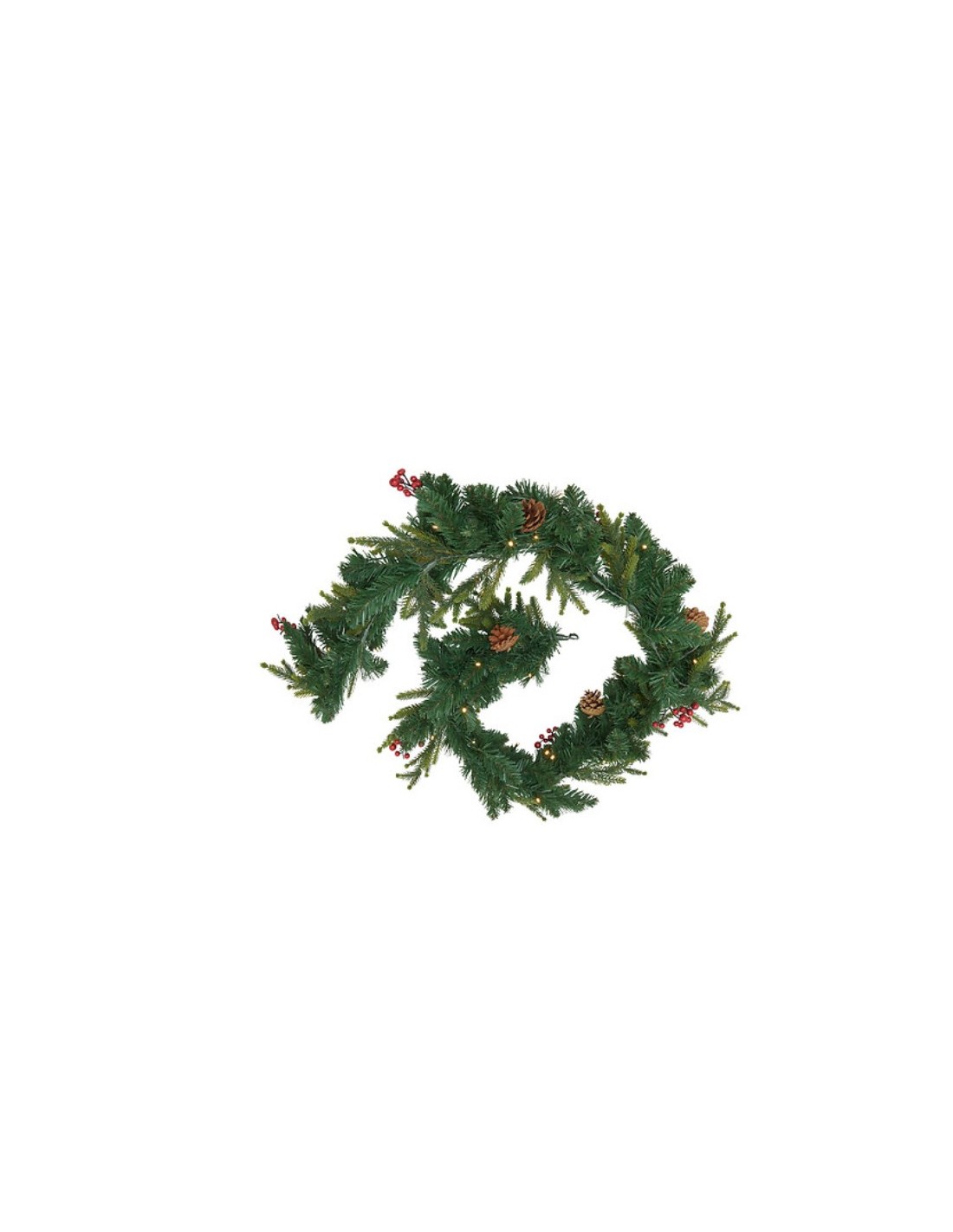 BOE E GHIRLANDE: vendita online Ghirlanda di Natale Bacche e Pigne 180cm con Luci LED – La Magia di Natale a casa tua in offerta