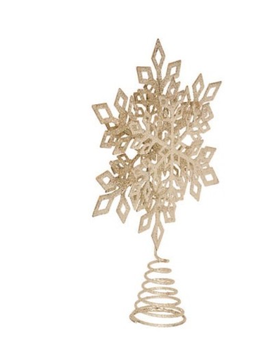 SFERE E PENDAGLI: vendita online Decorazione puntale di Natale fiocco di neve 20x30cm in metallo champagne - La magia di Nata...