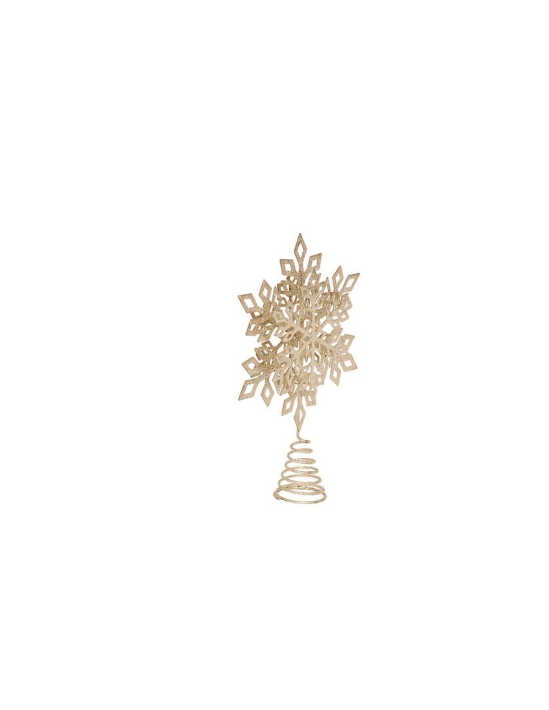 SFERE E PENDAGLI: vendita online Decorazione puntale di Natale fiocco di neve 20x30cm in metallo champagne - La magia di Nata...