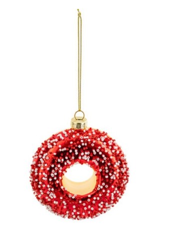 SFERE E PENDAGLI: vendita online Decorazione pendente di Natale donut in vetro rosso Ø9cm Feeric Lights & Christmas - La magi...