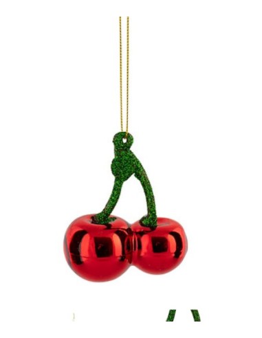SFERE E PENDAGLI: vendita online Decorazione pendente di Natale ciliegie in vetro 7x4x9cm Feeric Lights & Christmas - La magi...