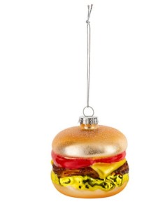 SFERE E PENDAGLI: vendita online Decorazione pendente di Natale hamburger in vetro dorato Ø8cm - La magia di Natale a casa tu...