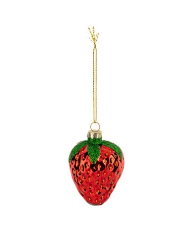 SFERE E PENDAGLI: vendita online Decorazione pendente di Natale fragola in vetro rosso 8cm - La magia di Natale a casa tua in...