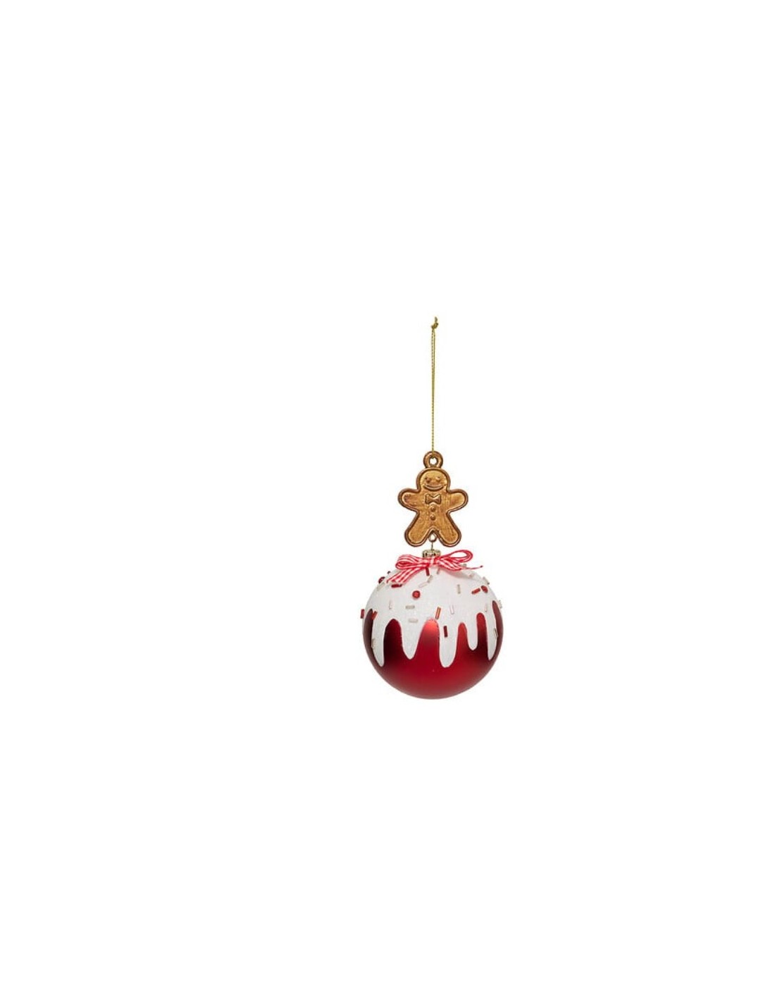 SFERE E PENDAGLI: vendita online Decorazione sfera di Natale 8cm in plastica rossa con pan di zenzero - La magia di Natale a ...