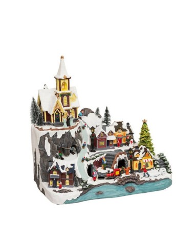 GIOSTRINE E VILLAGGI: vendita online Villaggio di Natale Fééric Lights & Christmas Chiesa con Treno, decorazione luminosa con...