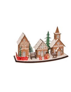 OGGETTISTICA NATALE: vendita online Decorazione villaggio di Natale Pan di Zenzero 30x11x18cm con 13 LED in MDF - La magia di...